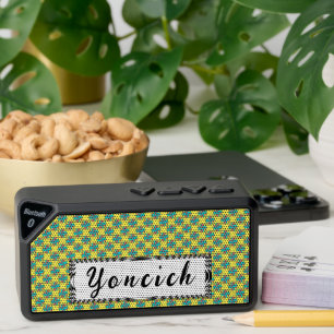 Pink-Teal Clover Ribbon by Kenneth Yoncich Bluetooth Speaker