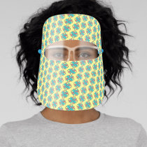 Pink-Teal Clover Ribbon by Kenneth Yoncich Face Shield