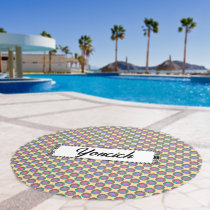 Pink-Teal Disc Ribbon by Kenneth Yoncich Beach Towel