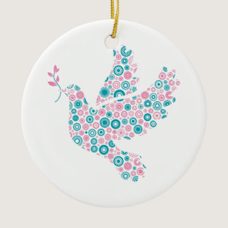 Pink & Teal DOVE/RIBBON ornament