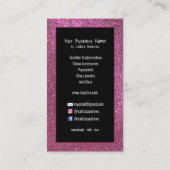 Pink Teal Floral Glitter Etsy Home Crafter Logo Business Card (Back)