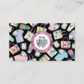 Pink Teal Floral Glitter Etsy Home Crafter Logo Business Card (Front)