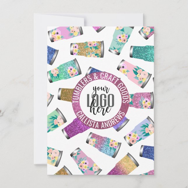 Pink Teal Floral Glitter Tumbler Care Instructions (Front)