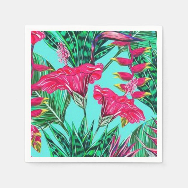 Pink & Teal Floral  Napkins (Front)