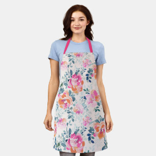 Pink & Teal Floral Pattern Apron