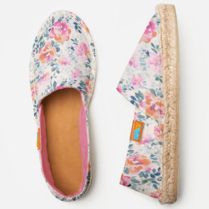 Pink & Teal Floral Pattern Espadrilles
