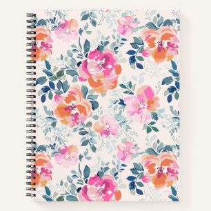 Pink & Teal Floral Pattern Notebook