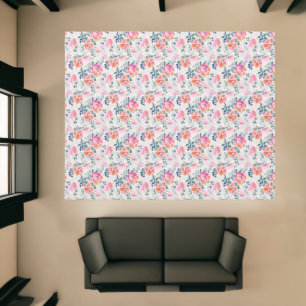 Pink & Teal Floral Pattern Rug