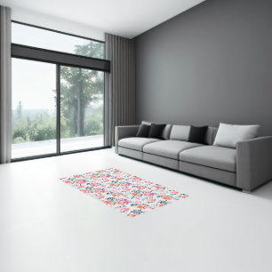 Pink & Teal Floral Pattern Rug