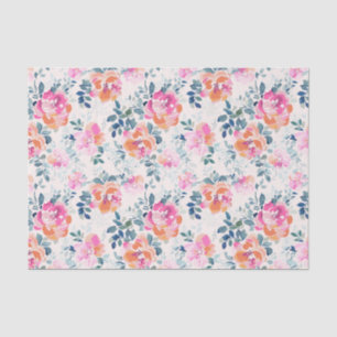 Pink & Teal Floral Pattern Tissue Paper