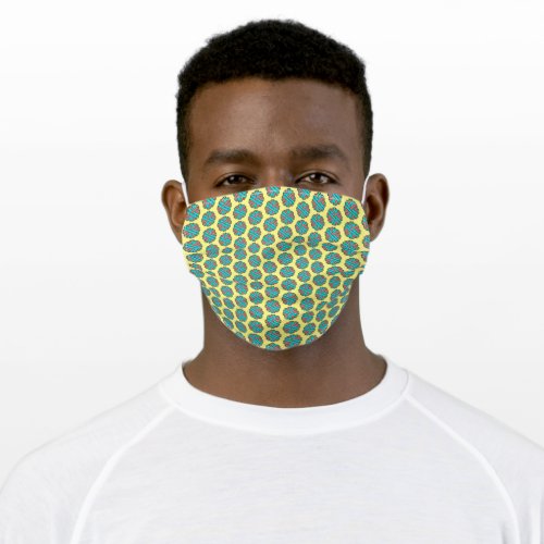 Pink_Teal Flower Ribbon by Kenneth Yoncich Adult Cloth Face Mask
