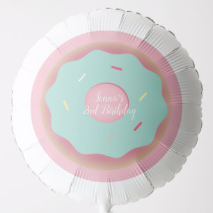 Pink Teal Frosted Donut Sprinkle Birthday Balloon