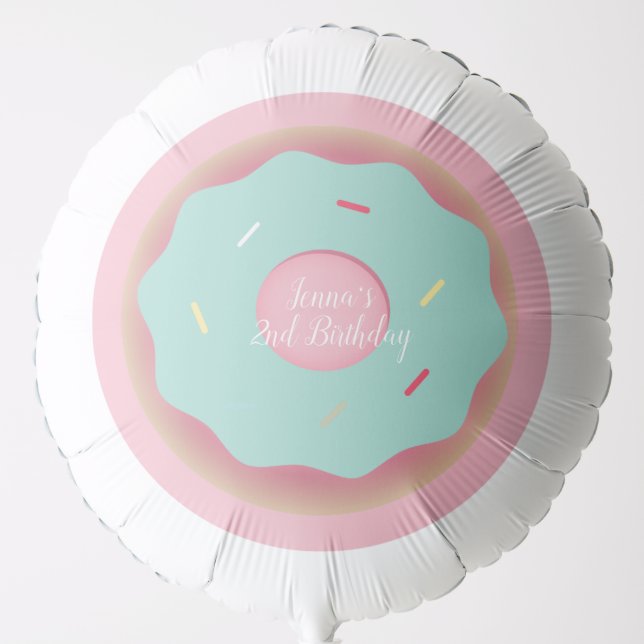 Pink Teal Frosted Donut Sprinkle Birthday Balloon (Front)