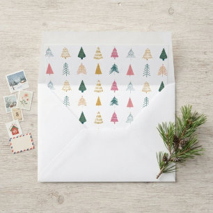 Pink Teal Gold Modern Eclectic Christmas Trees Envelope Liner