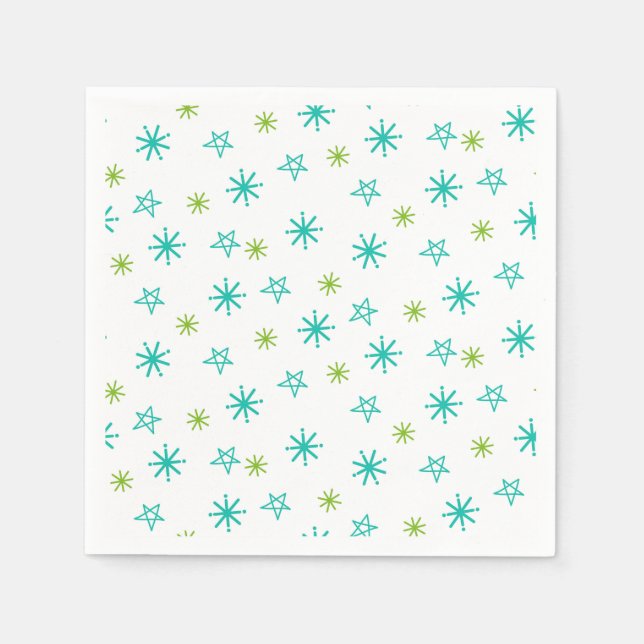 Pink Teal Green Stars Modern Christmas  Napkins (Front)