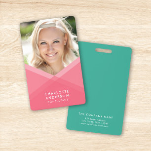 Pink & Teal Layered Geometric Photo Badge