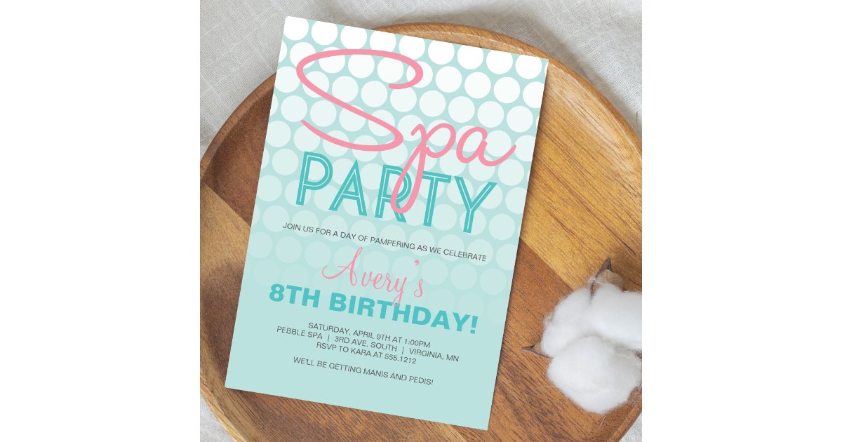 Pink Teal Modern Spa Party Birthday Invitation | Zazzle