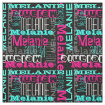 Pink Teal Name Custom Modern Collage Girls Fabric