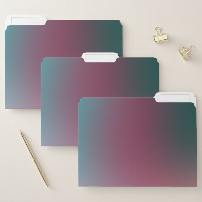 Pink Teal Ombre Gradient Blur Abstract Design File Folder (Set)