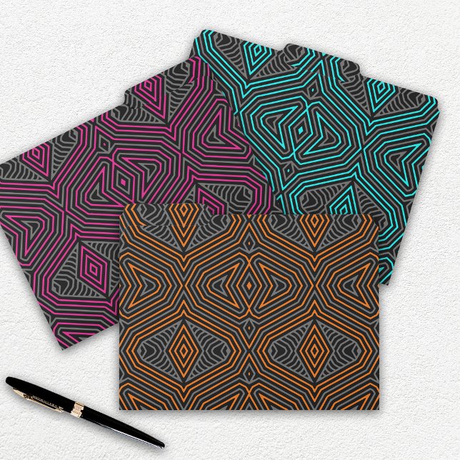 Pink Teal Orange Grey & Black Tribal Ethnic File Folder (Creator Uploaded)