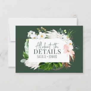 Pink, teal + orchid tropical floral enclosure card