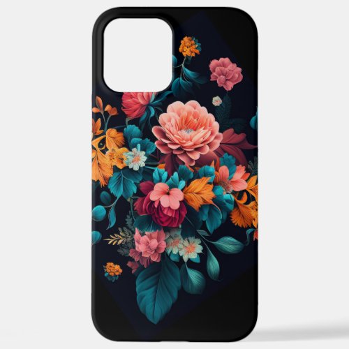Pink Teal Peach Wildflowers AI Art iPhone 12 Pro Max Case