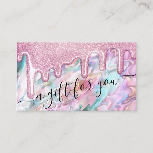 Pink Teal Pearl Opal Glitter Drip Gift Certificate (Front)