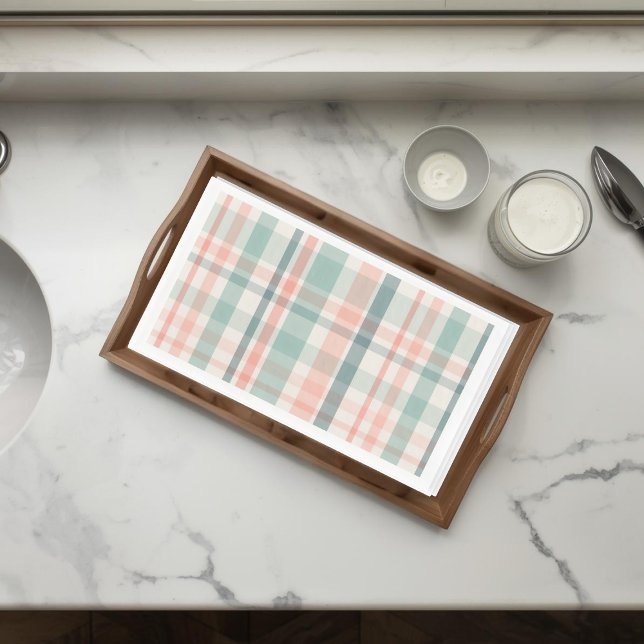 Pink Teal Plaid Spring Easter Paper Guest Towels (Creator Uploaded)