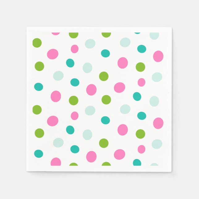 Pink Teal Polkadots Simple Modern Christmas  Napkins (Front)