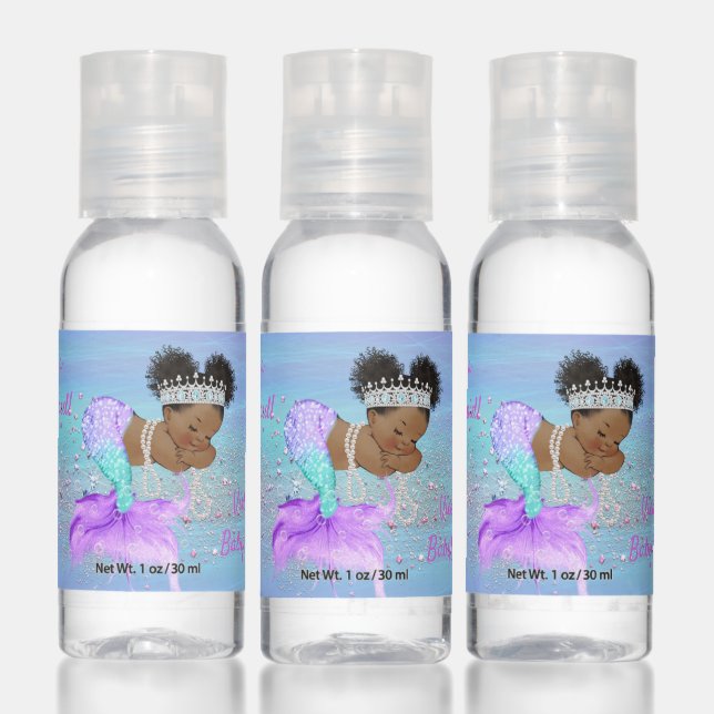 Pink Teal Purple Mermaid Baby Shower Hand Sanitizer (Set)