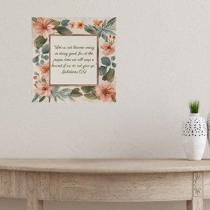Pink Teal Sage Floral Frame Customizable Poster