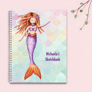 Pink Teal Scales Mermaid Sketchbook Notebook