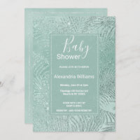 Pink teal scallope mermaid gradient Baby Shower Invitation