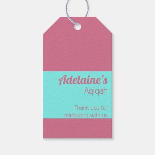 Pink Teal Solid Color Plain Aqiqah Baby Shower Gift Tags