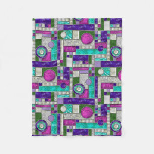 Pink Teal Stained Glass Fleece Blanket