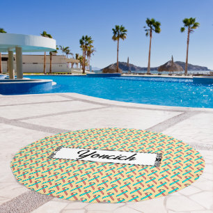 Pink-Teal Standard Ribbon by Kenneth Yoncich Beach Towel