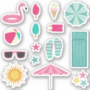 Pink Teal Summer Beach Sticker