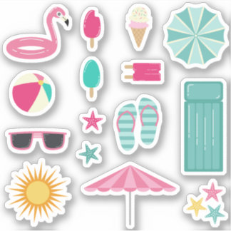Pink Teal Summer Beach Sticker