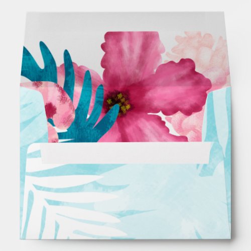 Pink  Teal Tropical Envelope