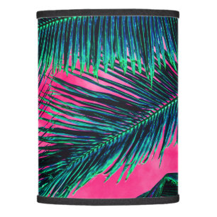 Pink Teal Tropical Summer Palm Tree Fronds Lamp Shade