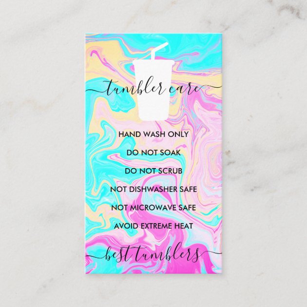 Private: Pink Teal Tumbler care instructions ombré vinyl Business Card