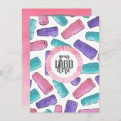 Pink Teal Tumbler Watercolor Care Instructions (Front/Back)