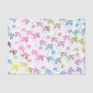 Pink teal watercolor modern palm tree pattern tissue paper