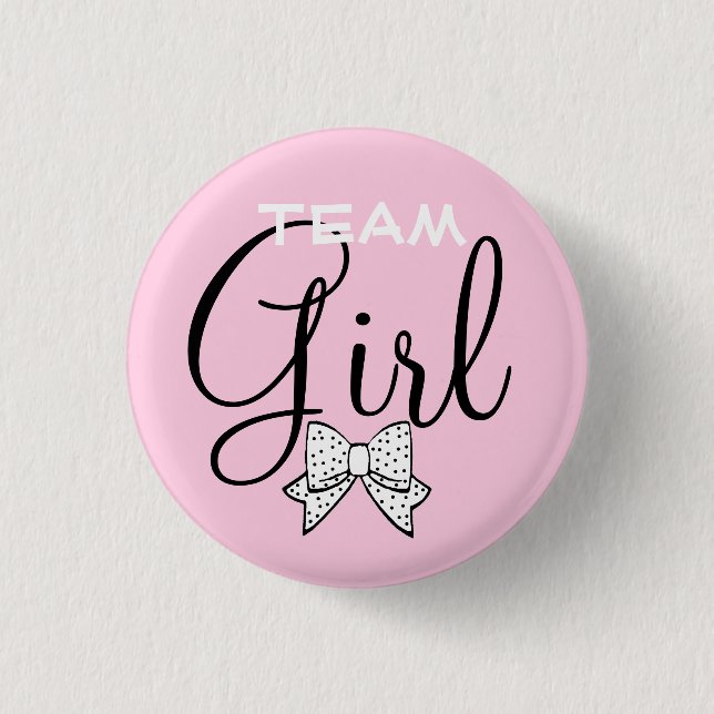 Pink Team Girl Baby Shower Game Pinback Button (Front)