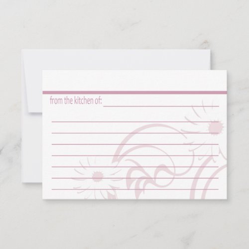 Pink Teapot and Daisy Recipe Cards Invitation