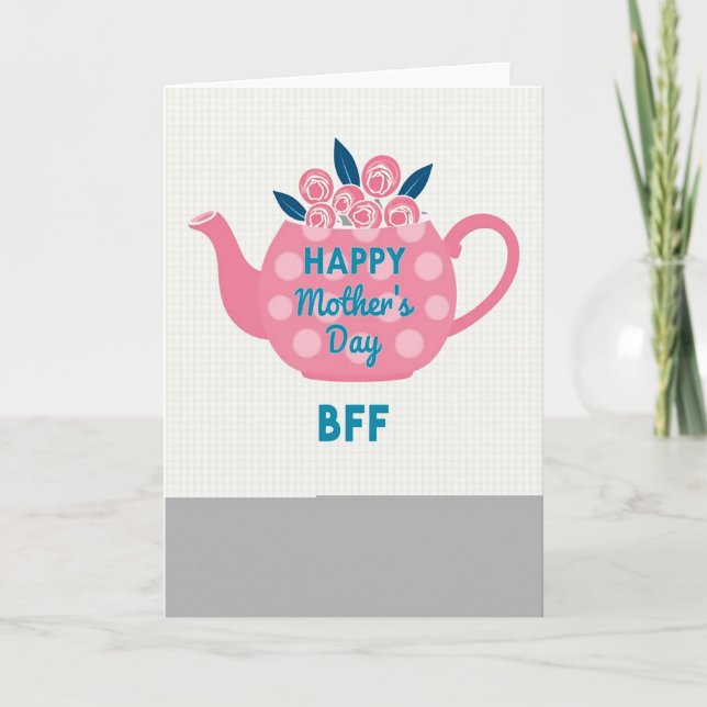 Pink Teapot Mothers Day Card (Front)