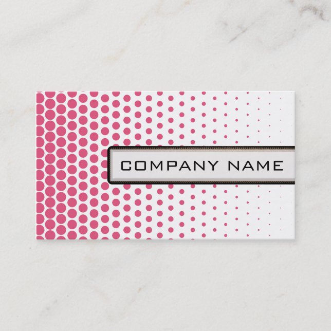 Pink Techno Dots Elegant Modern White Business Card (Front)