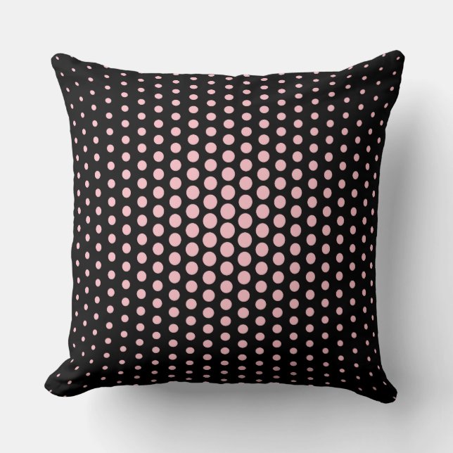 Pink Techno Dots Modern Black Throw Pillow (Front)