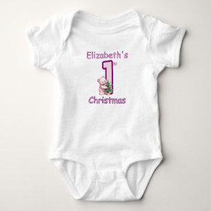 Pink Teddies First Christmas Cheer! Baby Bodysuit