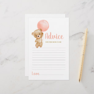 Pink Teddy Bear Advice for Mom To Be card